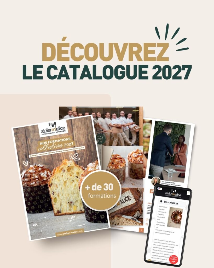Page de couverture du catalogue de formations Atelier m'alice 2027